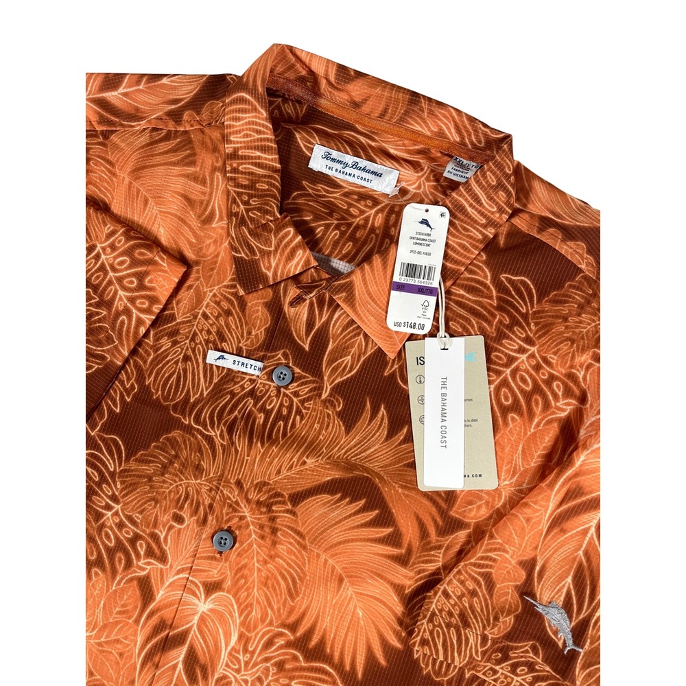 Tommy Bahama Bahama Coast Luminescent Shirt XXL Del Fuego Orange ST326169BR NWT